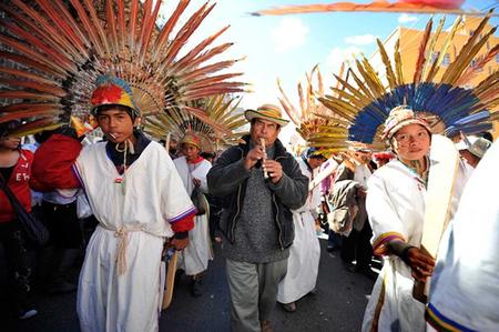TIPNIS march arrives in La Paz. Credit: La Razon.