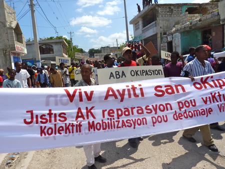 Haitians in Port-au-Prince protest MINUSTAH on October 19. (Credit: Ansel Herz)