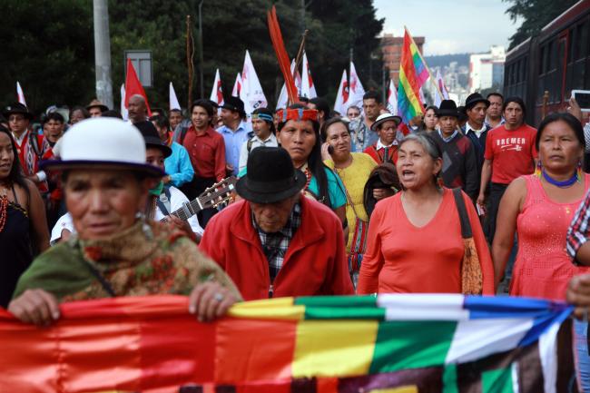 A march, organized by CONAIE, passes through the streets of Quit, Ecuador, March 5, 2015. (Carlos Rodríguez / Andes / CC BY-SA 2.0)