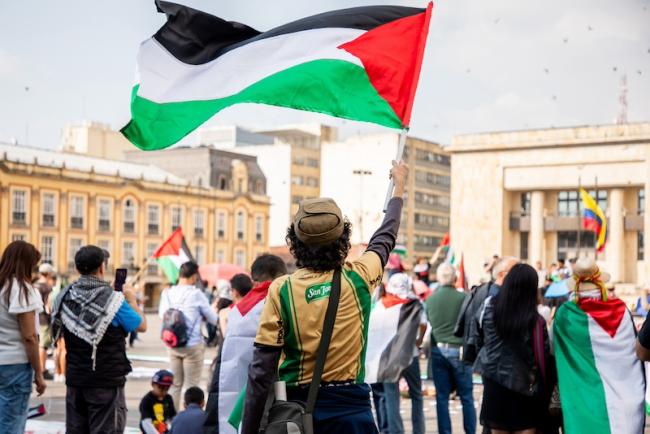 Manifestación en solidaridad con Palestina en Bogotá, Colombia, enero de 2024. (Katerine Lara Rojas)