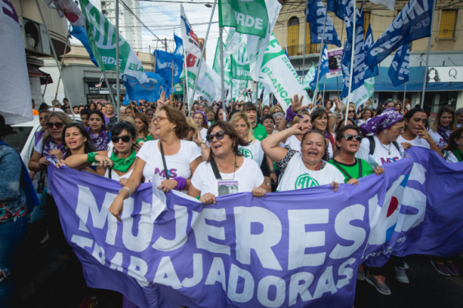 Workers march for International Women's Day in Santa Fe, Argentina, March 8, 2019. (Gabriela Carvalho / CC BY-SA 4.0 DEED) 