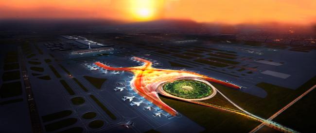 Plans for the Nuevo Aeropuerto Internacional de la Ciudad de México “Benito Juárez” (NAICM), as of 2014. (Presidencia de la República Mexicana/Flickr).