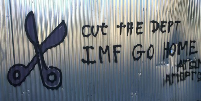 Anti-IMF grafitti in Athens (Photo by Ithmus/Flickr)