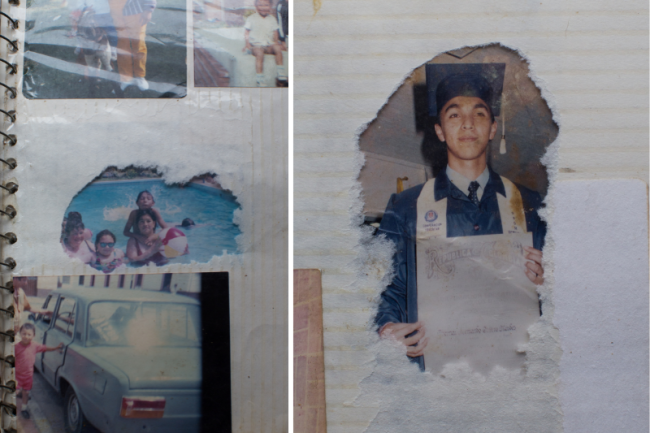 Photos from Beatriz Méndez’s family album. Left: Beatriz on vacation with Weimer. Right: Weimar’s graduation. (Andrés Torres Galeano)