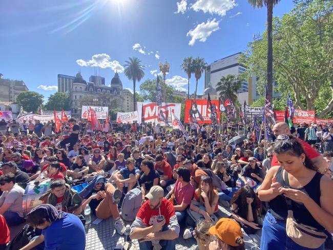 Students gather in the presidential Plaza de Mayo in Buenos Aires on October 26 to defend free public university education in Argentina. (Lucas Bricca)