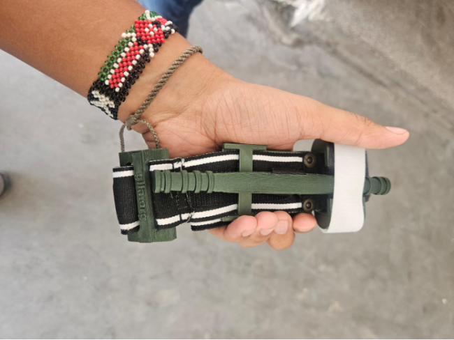 One of the tourniquets Glia 3D printed to use in Gaza. The company has spent almost a decade printing medical equipment to use in impoverished areas. Glia’s first 3D print was a stethoscope. (Libre Sankara)