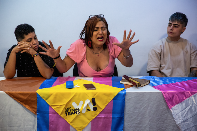 Karen Arboleda, an activist from Medellín who promotes the rights of sex workers, cries with rage while sharing her experience of sexual abuse during the armed conflict. (Antonio Cascio)