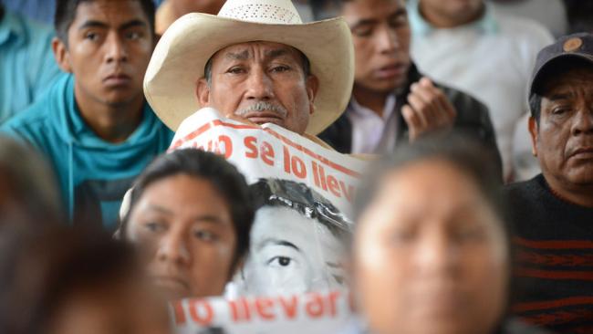 Parents of the 43 disappeared Ayotzinapa students call for justice for their loved ones during a visit from an Inter-American Commission on Human Rights delegation in Guerrero, Mexico, Sept. 29, 2015. (Photo by Daniel Cima/CIDH/Flickr)