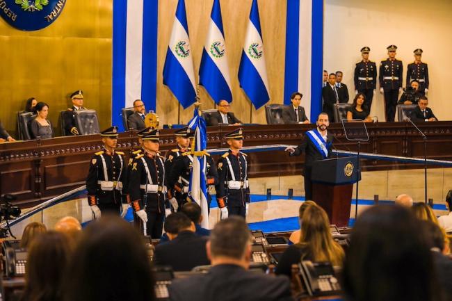 Nayib Bukele pronuncia un discurso con motivo de sus cuatro años en el poder, en San Salvador, el 1 de junio de 2023. (Casa Presidencial El Salvador / Public Domain)