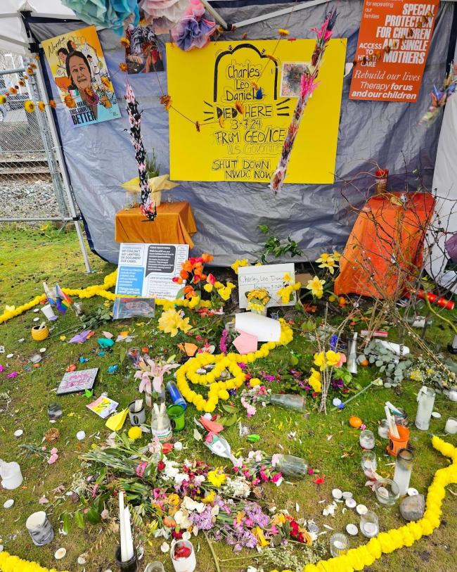 On March 28, Charles Leo Daniel's altar was desecrated by an unknown party. (Image courtesy of La Resistencia)
