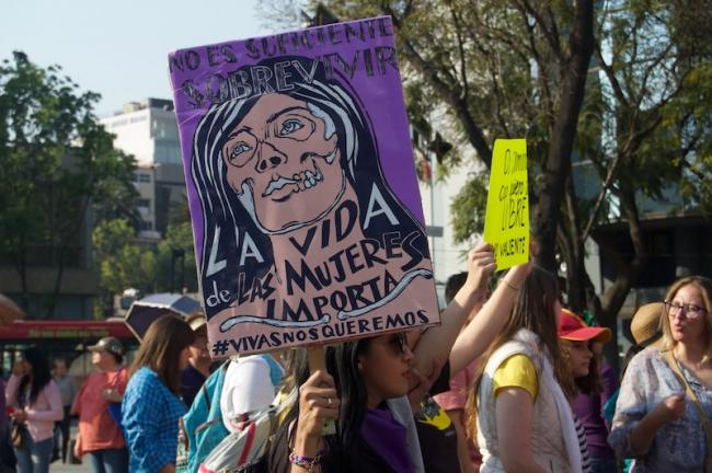 Una manifestación en Febrero 2019 en la Ciudad de México (Foto por Madeleine Wattenbarger)