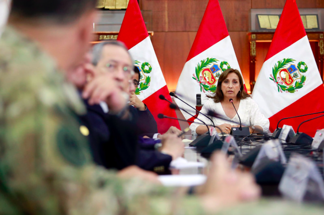 La presidenta Dina Boluarte lidera el Conseja del Estado, el 16 de diciembre del 2022. (Presidencia Perú / CC BY-NC-SA 2.0)