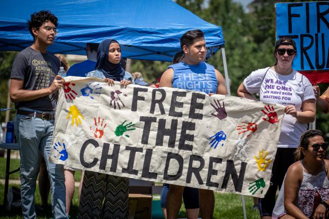 Youths protest Trump's zero tolerance policy at a Families Belong Together rally in Iowa in June, 2018 (Flickr/Phil Roeder)