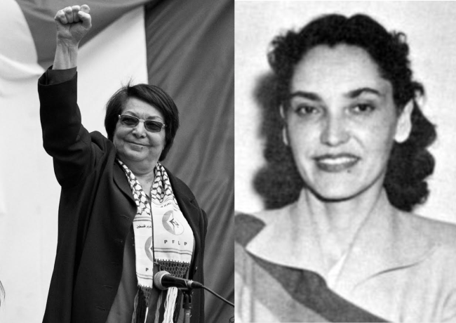 Left: Palestinian freedom fighter Leila Khaled during a visit to Valencia in 2017. (David Segarra / Wikimedia Commons / CC BY-SA 4.0) Right: Puerto Rican freedom fighter Lolita Lebrón in an undated photo. (Partido Nacionalista de Puerto Rico / Facebook)