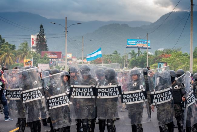 Military police at a student protest in June (Photo by Seth Berry)