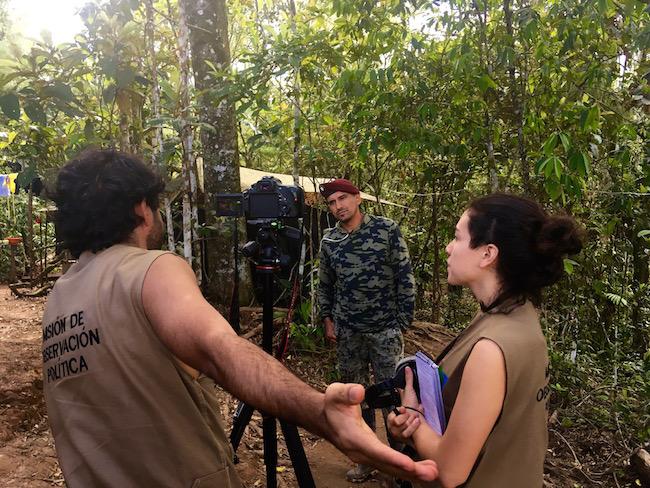 A delegation of progressive Latin American political leaders observes Mariana Paz, a FARC demobilization site. (Nick MacWilliam)
