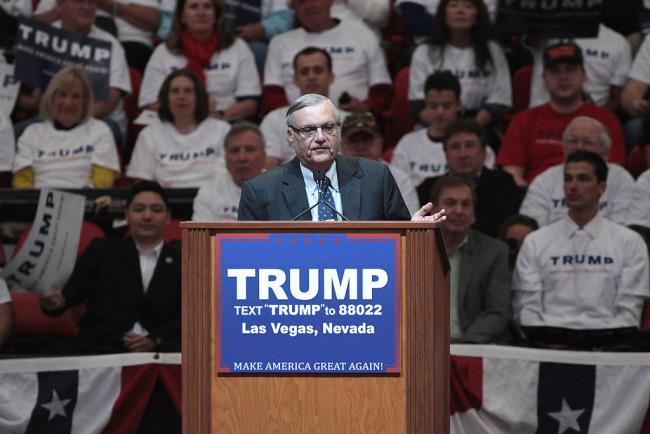 Joe Arpaio at a rally for Donald Trump in Las Vegas in February 2016 (Flickr/ Gage Skidmore)