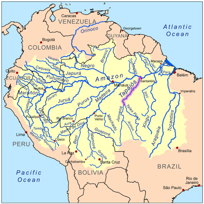 Tapajós River and the Amazon Basin. (KMUSSER / CC BY-SA 3.0)