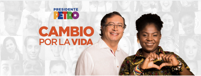 Campaign image of leftist presidential candidate Petro and his vice president Márquez from Petro's official campaign website.