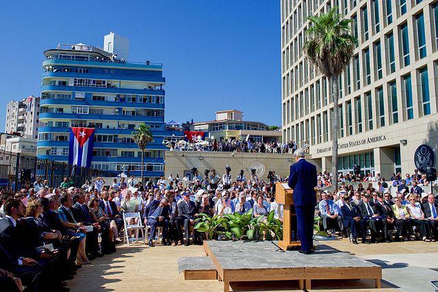 Former U.S. Secretary of State John Kerry at the opening of the U.S. Embassy in Havana, Cuba, on August 14, 2015. (U.S. State Department)