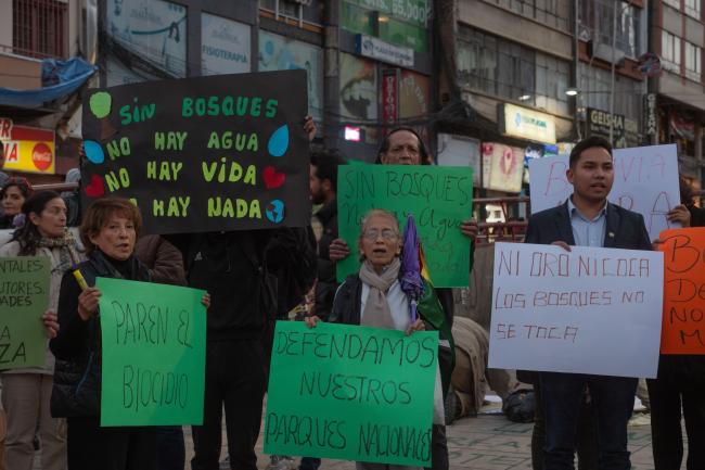 Manifestantes en una marcha del 15 de noviembre en La Paz, Bolivia. (Benjamin Swift)