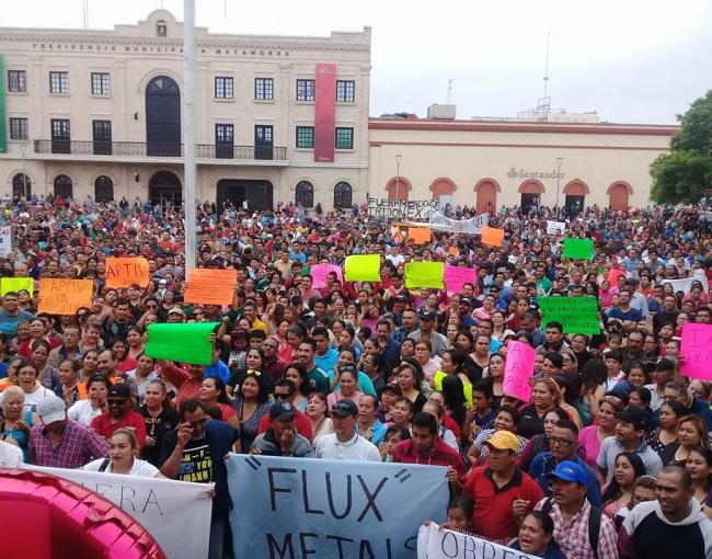 A 20/32 demonstration in Matamoros, Mexico, taken on January 24, 2019 (Obreros Unidos Matamoros/Facebook).