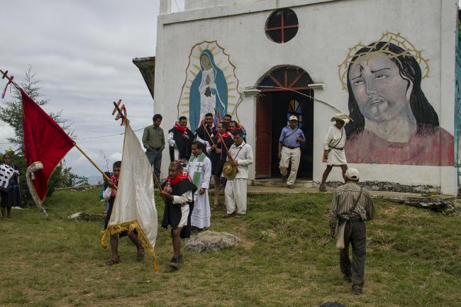 People participate in a ceremony in Acteal in October 2020 to commemorate the 1997 massacre. (Photo by Changiz M. Varzi)
