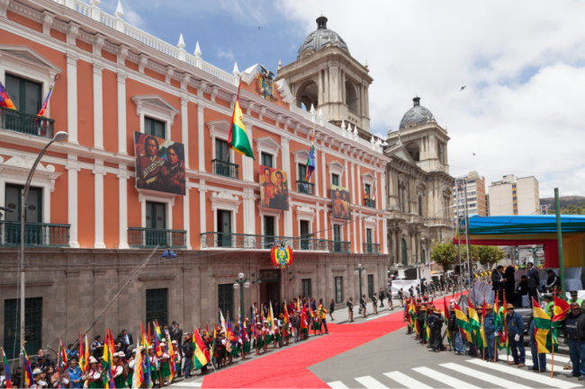 El día de la inauguración de Evo Morales en el sede de gobierno de La Paz, Bolivia, el 22 de enero 2015. (David G. Silvers / Cancillería Del Ecuador / CC BY-SA 2.0) 