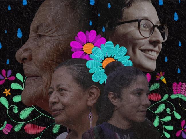 Cover image of the documentary "Los Rostros del Agua," or "Faces of Water," which tells the story of women activists defending their communities' access to water in Mexico City and Montevideo. (Photos by Lizbeth Hernandez, Graphic Design by Paola Macedo.) 