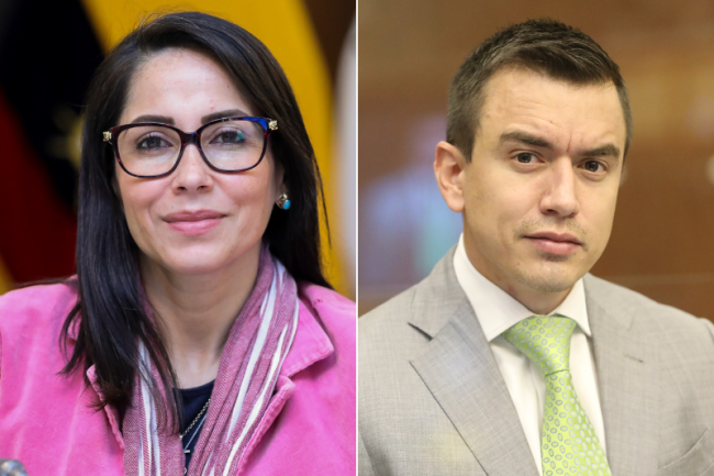 Luisa González and Daniel Noboa will face off in the October 15, 2023 runoff election. (Asamblea Nacional del Ecuador / CC BY-SA 2.0)