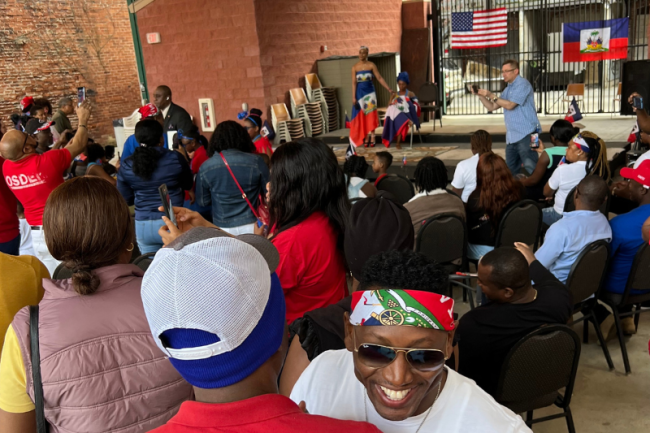 People celebrate Haitian Flag Day in Charleroi, Pennsylvania, May 18, 2023. (Courtesy of Eddie Rawson)