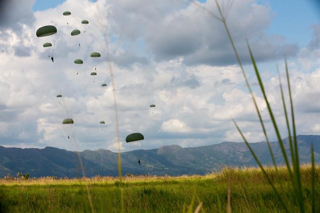 U.S. Army personnel from Fort Bragg, N.C, and U.S. Army South participate in an Airborne Assault exercise in January in Colombia (Photo: U.S. Army, Sgt. Andrea Salgado Rivera).