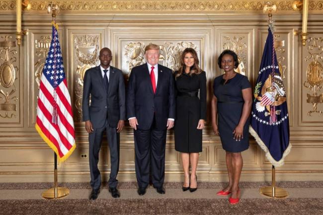 President Jovenel Moïse (left) of Haiti and first lady Martine Moïse (right) pose with Donald and Melania Trump in New York City, September 28, 2018. (U.S. Embassy, Port-au-Prince / Wikimedia)