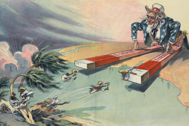 "The pull of the Monroe magnet." Illustration by Udo J. Keppler published August 13, 1913 in the centerfold of Puck magazine, volume 74, no. 1902. (Library of Congress) 