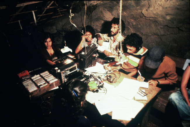 The Radio Venceremos team at work. (Courtesy of Museum of Word and Image)