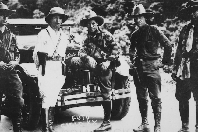 General Sandino (center) and an entourage en route to Mexico, 1929. (Department of the Navy, U.S. Marine Corps. Historical Division)