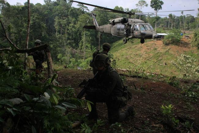 Antinarcotics police forces in Tumaco, Colombia (AP Photo/William Fernando Martinez)
